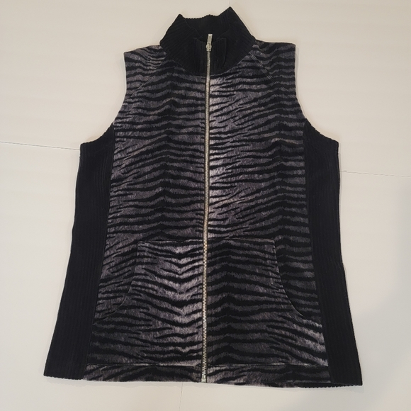 Jones New York Sport Zebra / Corduroy Vest Size Medium - Picture 2 of 11